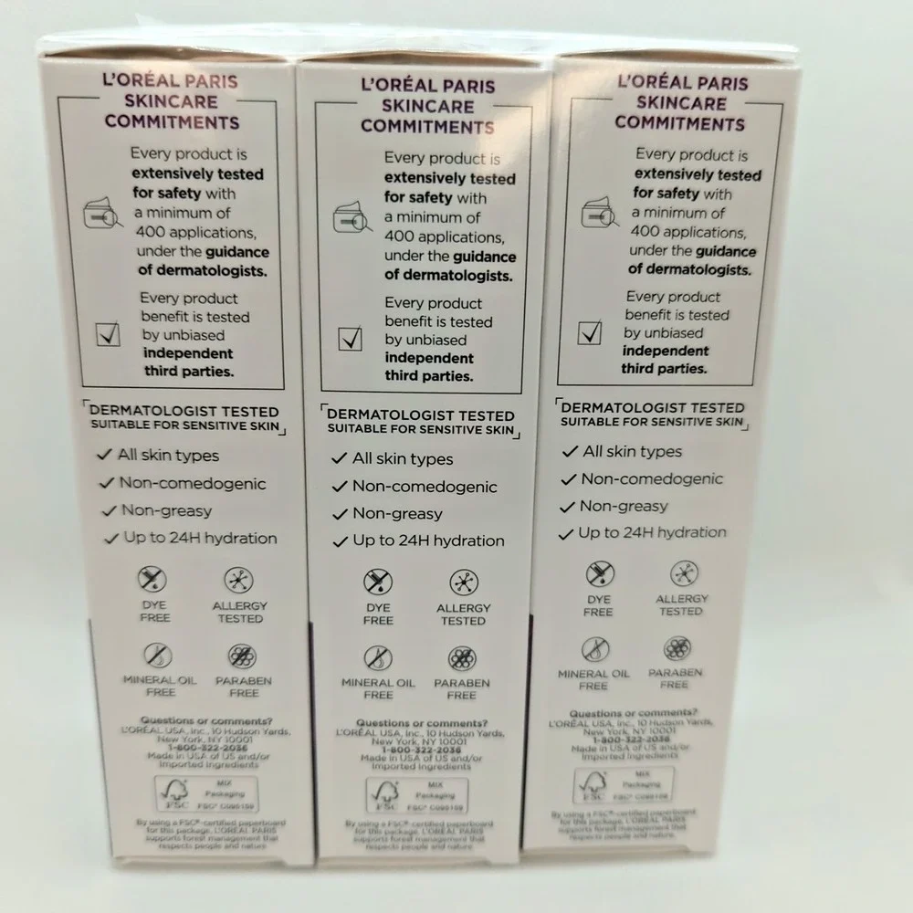Pack Of 3 L'Oreal Paris Wrinkle Expert .Spf 30 Age Defense UV Lotion. Calcum 55+